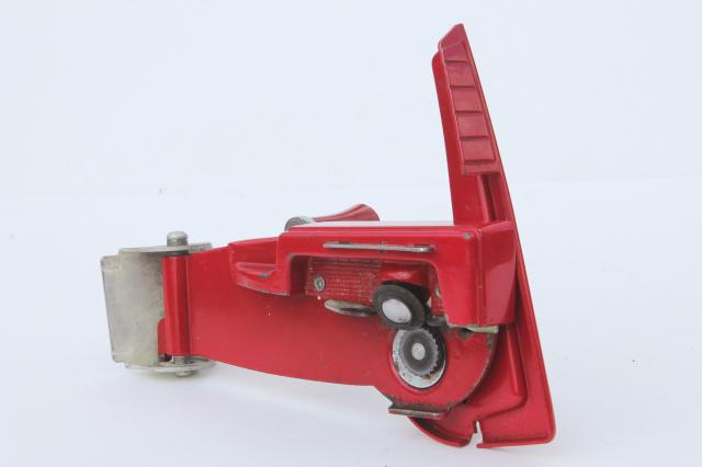 photo of 40s 50s vintage Dazey can opener, swing a way style wall mount can opener in red #12