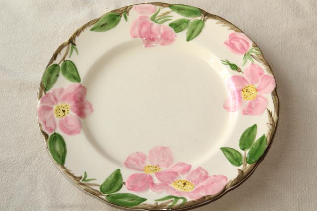 photo of 40s 50s vintage Franciscan pottery Desert Rose china, shabby well loved everyday plates #7