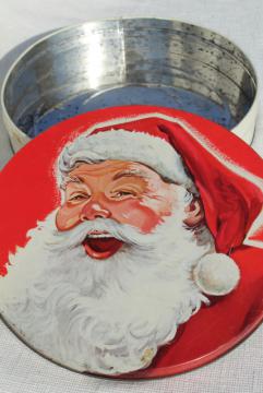 40s 50s vintage Santa Claus tin - Christmas cookies, candy or fruitcake tin