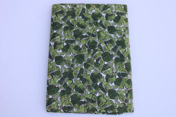 40s 50s vintage acorns & oak leaves print crisp cotton fabric shades of green on white