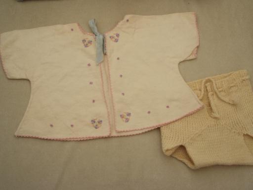 photo of 40s 50s vintage baby clothes lot, sweet shabby old doll clothes & blankets  #6