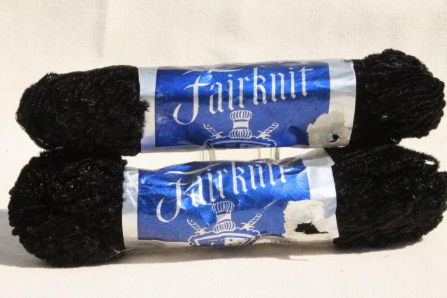 photo of 40s 50s vintage black velvet rayon chenille yarn / needlework embroidery thread #1