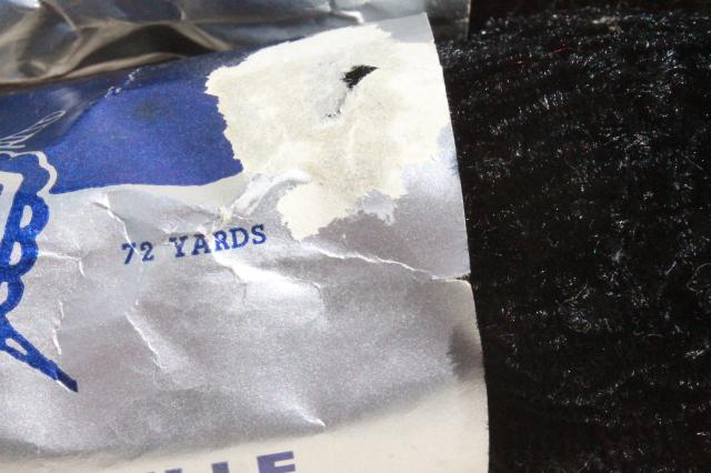 photo of 40s 50s vintage black velvet rayon chenille yarn / needlework embroidery thread #4