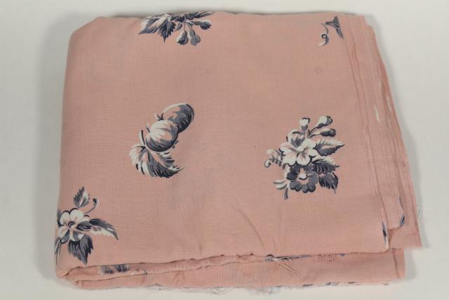 photo of 40s 50s vintage blush pink print rayon fabric, retro dress or blouse material #3