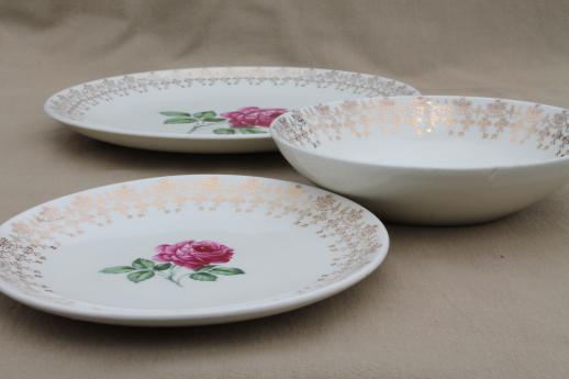 photo of 40s 50s vintage briar rose or moss roses china dishes set, American Limoges? #4