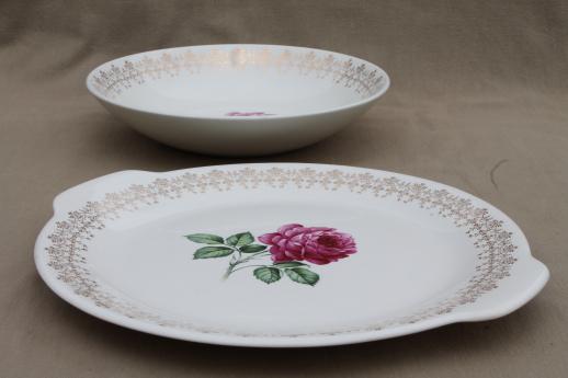 photo of 40s 50s vintage briar rose or moss roses china dishes set, American Limoges? #7