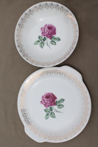 photo of 40s 50s vintage briar rose or moss roses china dishes set, American Limoges? #8