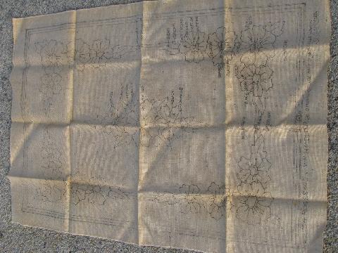 photo of 40s - 50s vintage burlap rug backing canvas, Molter floral print #2