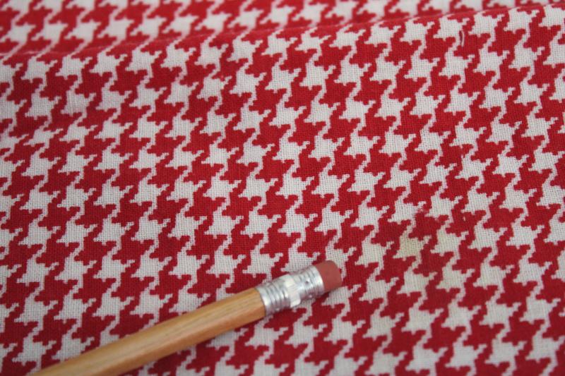 photo of 40s 50s vintage cotton feed sack fabric, red & white houndstooth print #2