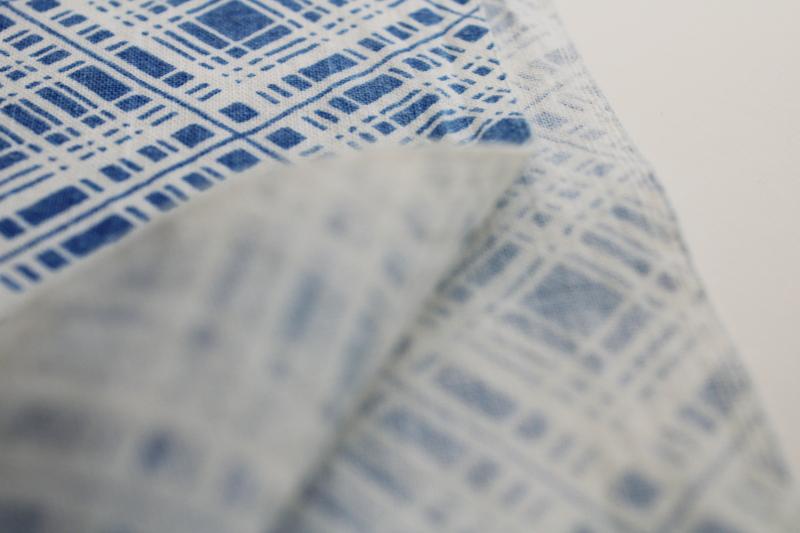 photo of 40s 50s vintage cotton feedsack fabric, sky blue & white plaid print  #3