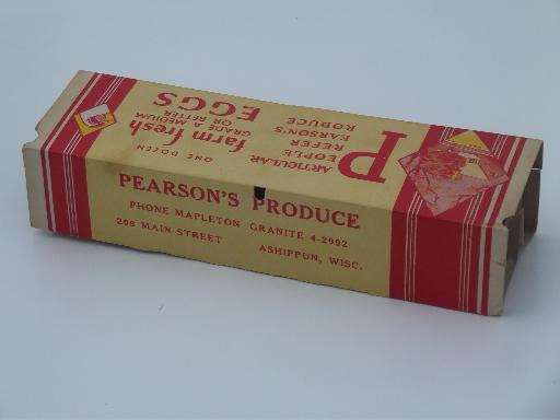 photo of 40s 50s vintage egg carton w/ great old print graphics, Farm Fresh Eggs #3