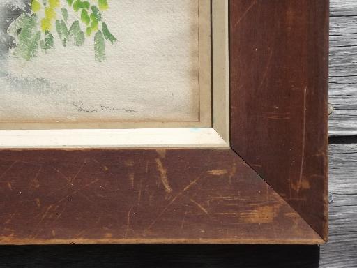 photo of 40s 50s vintage floral still life watercolor, artist signed w/ gallery notes #3