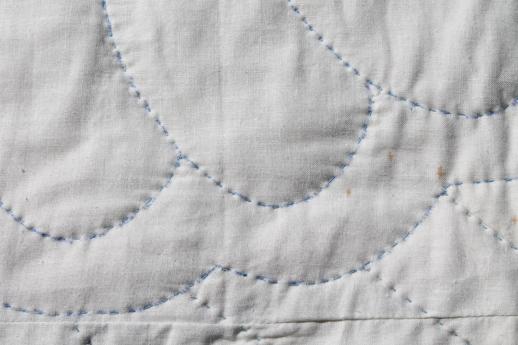 photo of 40s 50s vintage hand-stitched cotton applique quilt bedspread w/ water lily flowers #9