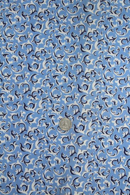 photo of 40s 50s vintage navy / sky blue print cotton fabric, 4 yards 36 wide #3