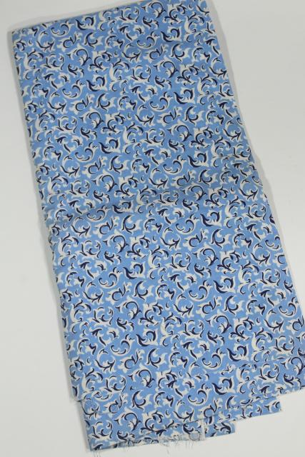 photo of 40s 50s vintage navy / sky blue print cotton fabric, 4 yards 36 wide #4