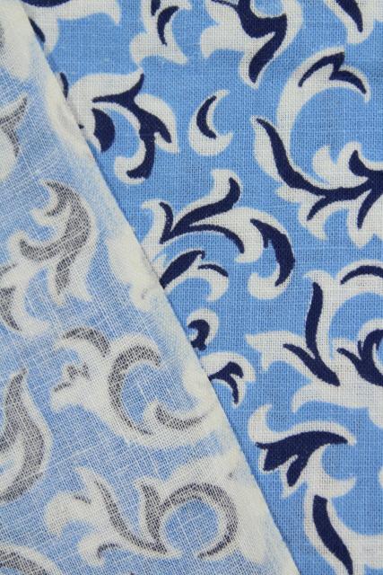 photo of 40s 50s vintage navy / sky blue print cotton fabric, 4 yards 36 wide #5