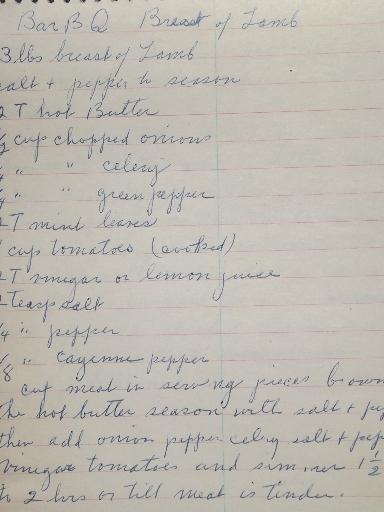 photo of 40s 50s vintage note book of hand-written recipes, old handmade cookbook #3