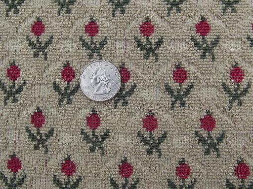 photo of 40s 50s vintage plush tapestry fabric upholstery sample, Scots thistle #1