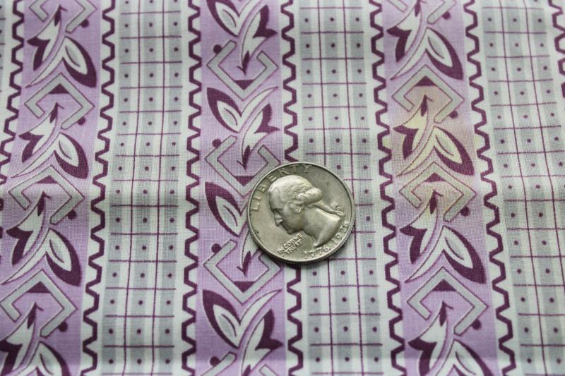 photo of 40s 50s vintage print cotton fabric, quilting weight lavender & grey patterned stripe  #4