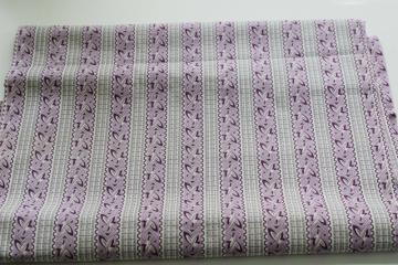 40s 50s vintage print cotton fabric, quilting weight lavender & grey patterned stripe 