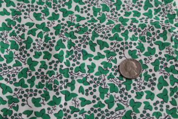 catalog photo of 40s 50s vintage printed cotton fabric, green ivy tiny print 36 inches wide