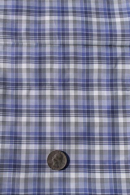 photo of 40s 50s vintage rayon fabric, shirting plaid heavy silky fabric for sewing or lining fabric #2