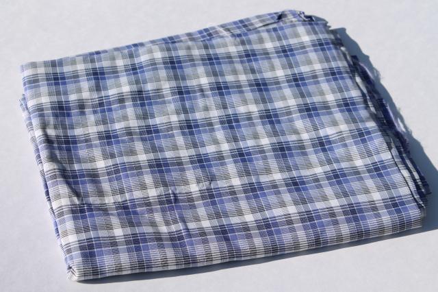 photo of 40s 50s vintage rayon fabric, shirting plaid heavy silky fabric for sewing or lining fabric #3