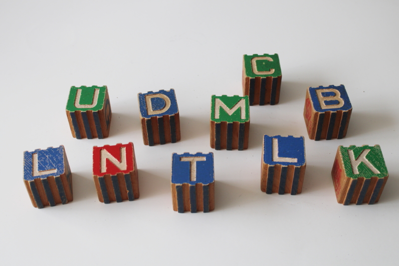 photo of 40s 50s vintage wood alphabet blocks primitive toy letters wooden blocks #3