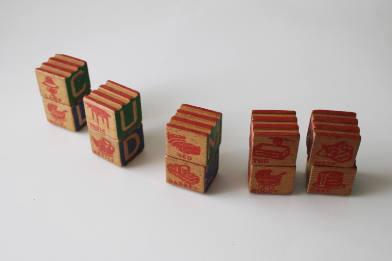 photo of 40s 50s vintage wood alphabet blocks primitive toy letters wooden blocks #4