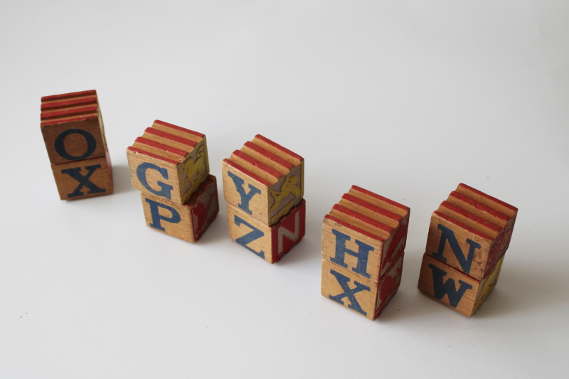 photo of 40s 50s vintage wood alphabet blocks primitive toy letters wooden blocks #5