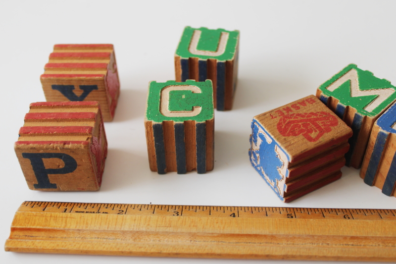 photo of 40s 50s vintage wood alphabet blocks primitive toy letters wooden blocks #6