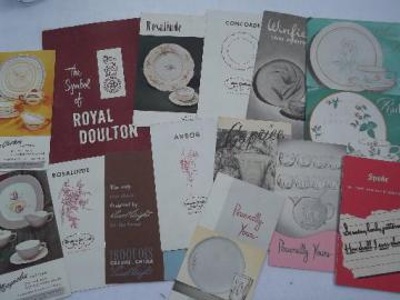 catalog photo of 40s and 50s vintage china dinnerware pattern leaflets, catalogs lot