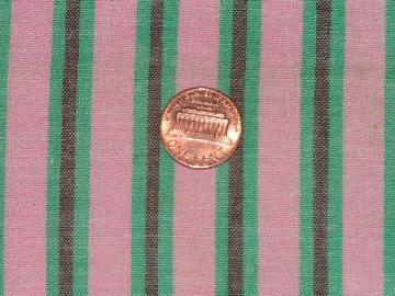 catalog photo of 40's cotton shirting fabric, pink/jade/brown