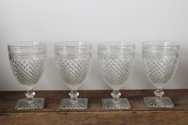 photo of 40s vintage Anchor Hocking Miss America clear glass water glasses, set of four goblets  #1