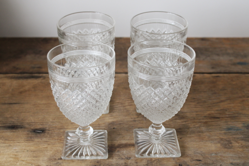 photo of 40s vintage Anchor Hocking Miss America clear glass water glasses, set of four goblets  #2