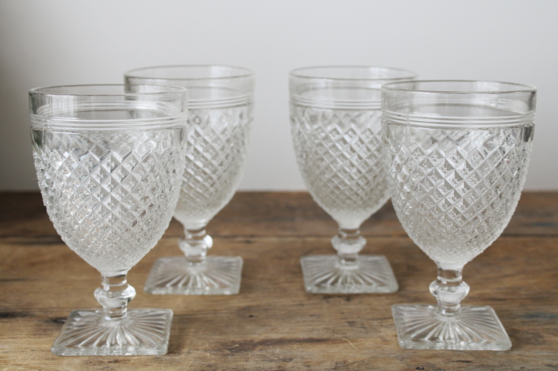 photo of 40s vintage Anchor Hocking Miss America clear glass water glasses, set of four goblets  #3