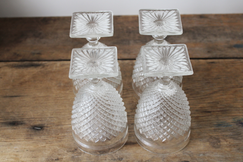 photo of 40s vintage Anchor Hocking Miss America clear glass water glasses, set of four goblets  #4