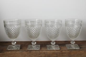 catalog photo of 40s vintage Anchor Hocking Miss America clear glass water glasses, set of four goblets 