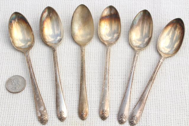 photo of 40s vintage Exquisite Wm Rogers International silver plate flatware, teaspoons & forks #2