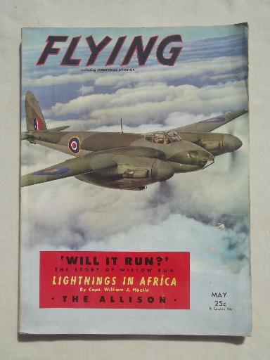 photo of 40s vintage Flying / Industrial Aviation magazine w/ WWII airplane photos #1