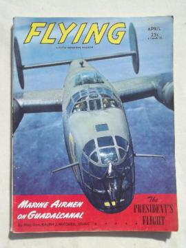 catalog photo of 40s vintage Flying / Industrial Aviation magazine w/ WWII airplane photos  