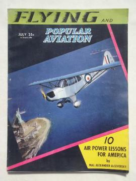 catalog photo of 40s vintage Flying & Popular Aviation magazine w/ many old airplane photos