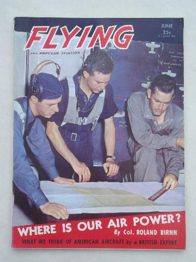 photo of 40s vintage Flying & Popular Aviation magazine w/ many old airplane photos #1