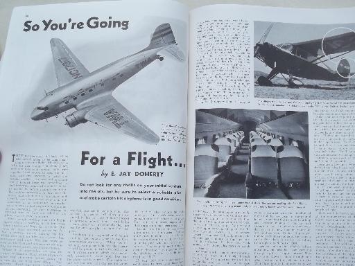 photo of 40s vintage Flying & Popular Aviation magazine w/ many old airplane photos #5