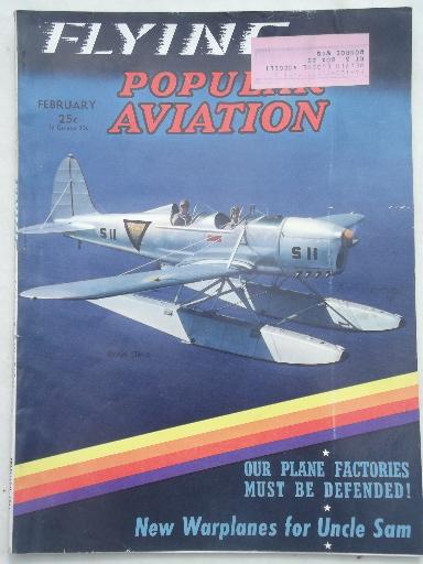 photo of 40s vintage Flying & Popular Aviation magazine w/ many old airplane photos #1