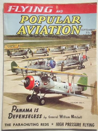 photo of 40s vintage Flying & Popular Aviation magazine w/ many old airplane photos #1