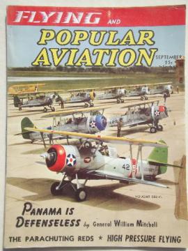 catalog photo of 40s vintage Flying & Popular Aviation magazine w/ many old airplane photos