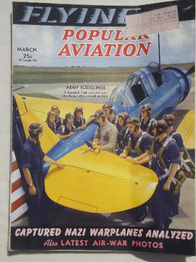 photo of 40s vintage Flying & Popular Aviation magazine w/ many old airplane photos  #1