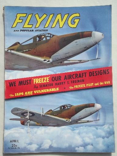 photo of 40s vintage Flying & Popular Aviation magazine w/ many old airplane photos #1