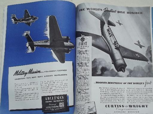 photo of 40s vintage Flying & Popular Aviation magazine w/ many old airplane photos #5